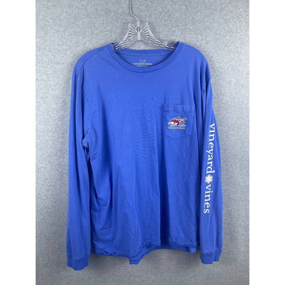 Vineyard Vines Shirt Size L Blue‎ Long Sleeved Double Sided Casual Beach DEFECT